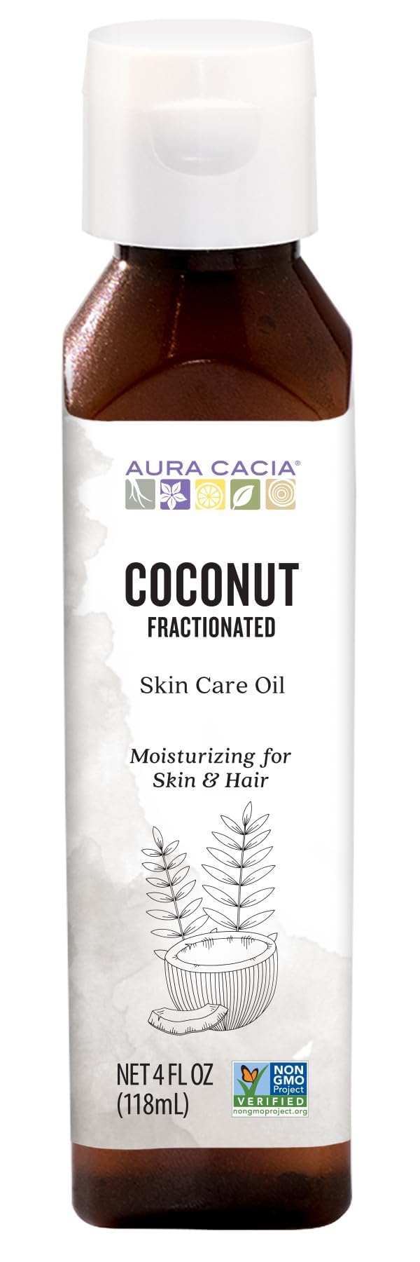 Aceite de Cuidado de la Piel de Coco Fraccionado Aura Cacia 4 Fl Oz